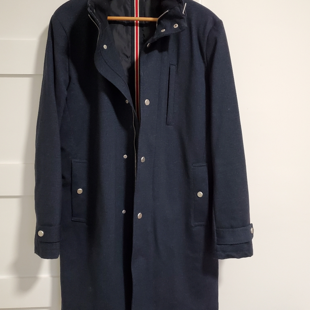 Last One! Zara Dark Blue Quilted Winter Parka Coat Medium